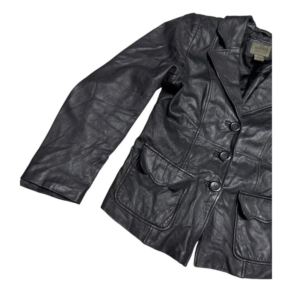 VINTAGE LEATHER John Paul Richard 90s Retro Casual Designer Jacket Womens 10 - Picture 5 of 5